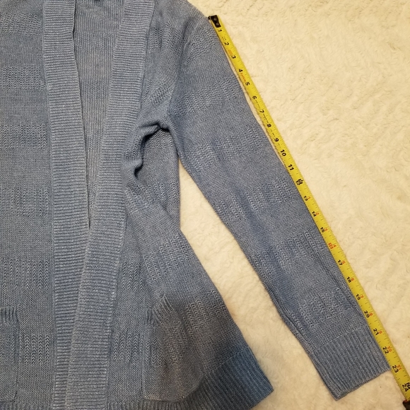 Talbots Blue Open-Front 100% Linen Cardigan Size Small - Picture 13 of 15